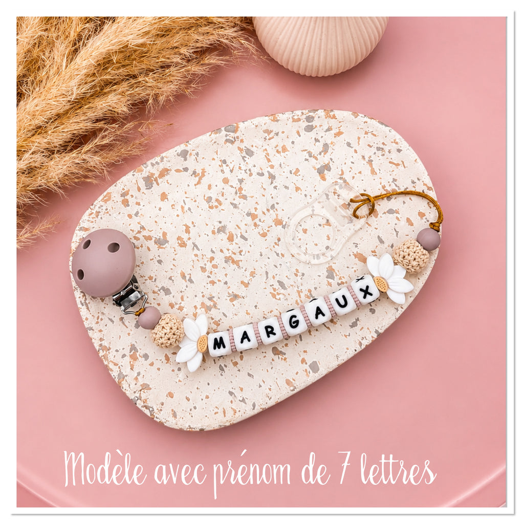 Modèle "LEYA" - Attache sucette fleur de lotus et crochet
