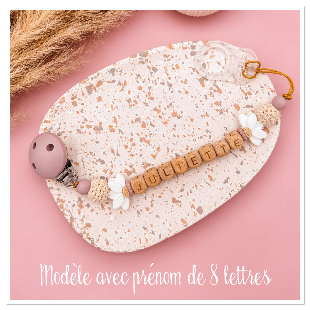 Modèle "LEYA" - Attache sucette fleur de lotus et crochet