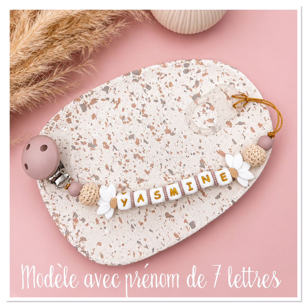 Modèle "LEYA" - Attache sucette fleur de lotus et crochet